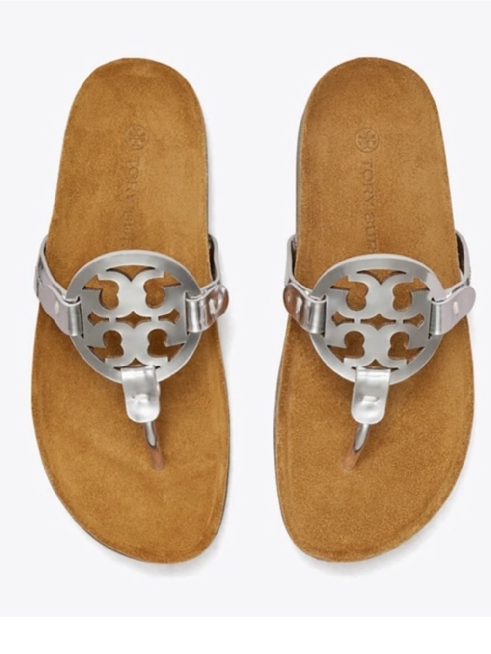 Tory Burch Miller Cloud Metallic Gold Cork Footbed Thong Sandals size 10 EUC - Picture 10 of 11